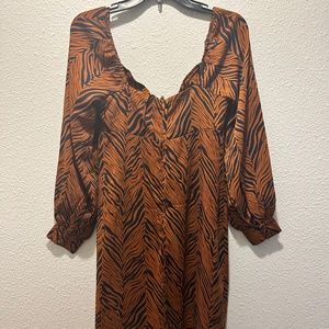 Lush orange/navy Zebra Print Midi Dress